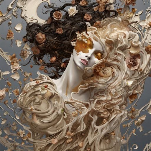 Celestial Woman Walking Toward the Moon