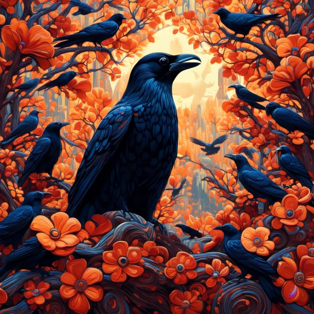 Ravens Celebrate the Day of the Dead: Hyperrealistic Art