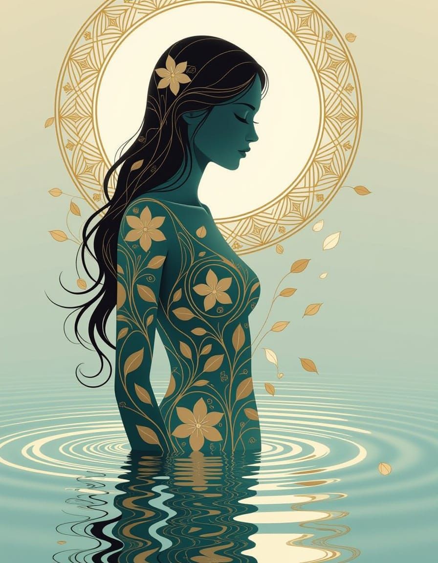 Human Silhouette Merging With Nature in Pastel