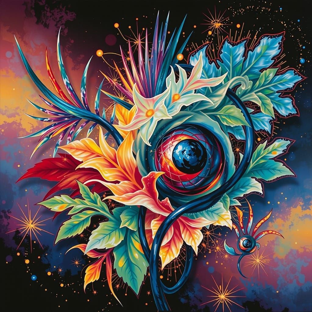 Abstract Botanical Forms in Expressionist Style