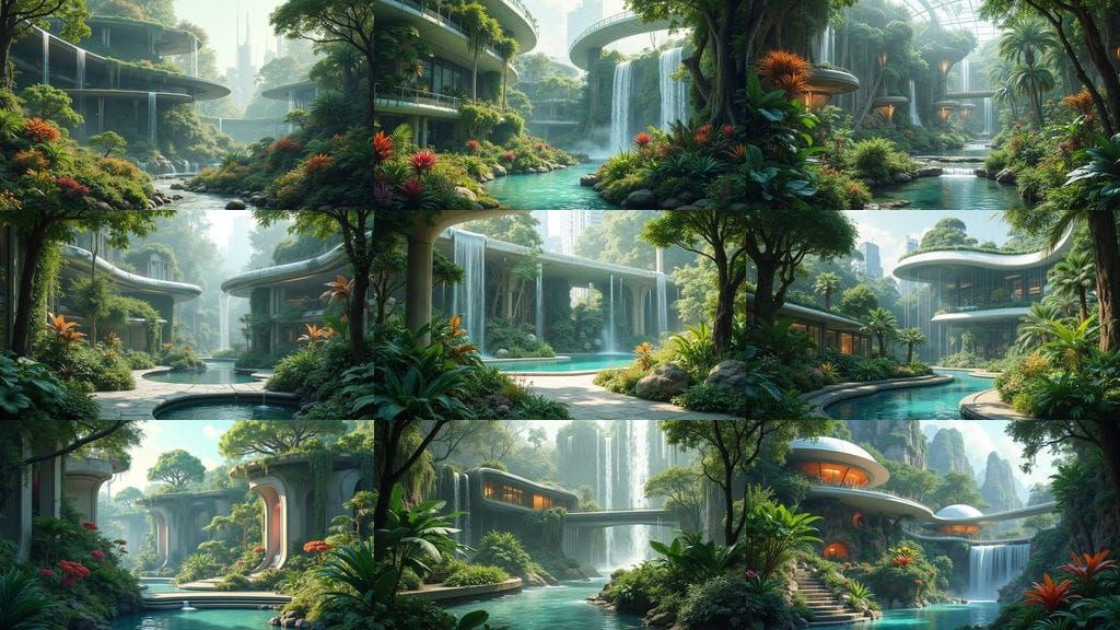 Futuristic Botanical Garden Oasis in Cityscape