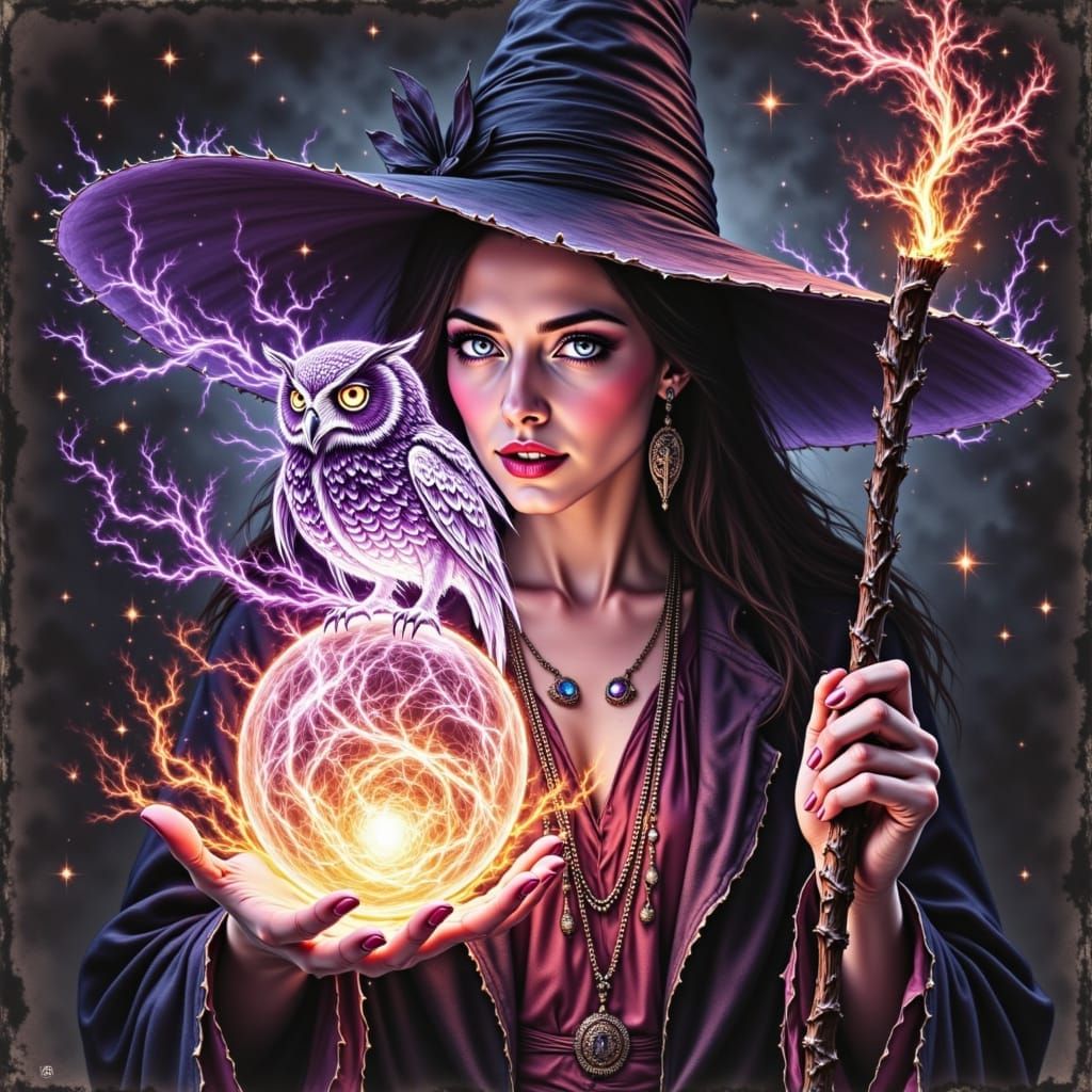 Colored Charcoal Witch Creates Light Sculpture of Owl