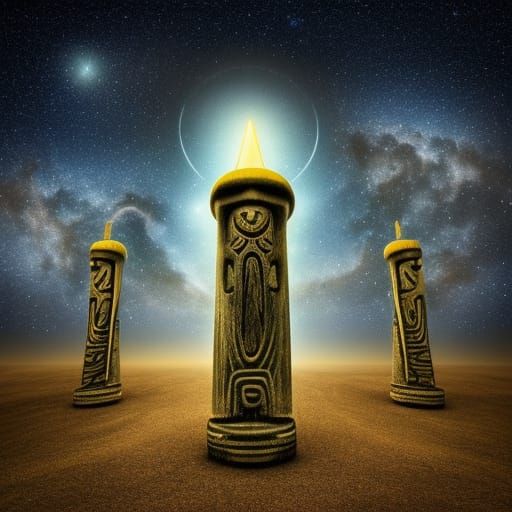 Nebula Totem Gods in Starry Night Sky