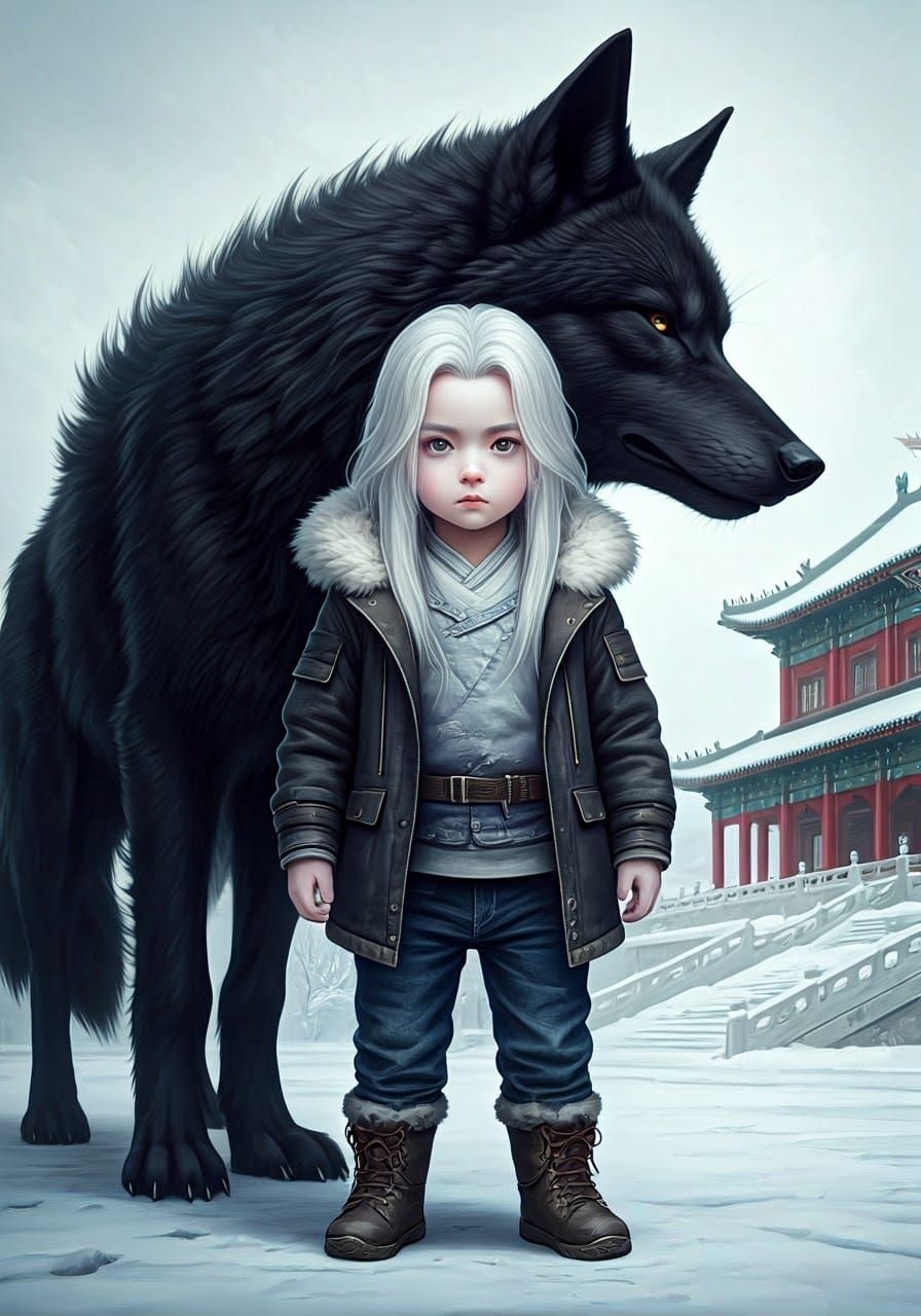 Supernatural Chinese Boy Guards Winter Palace with Majestic ...