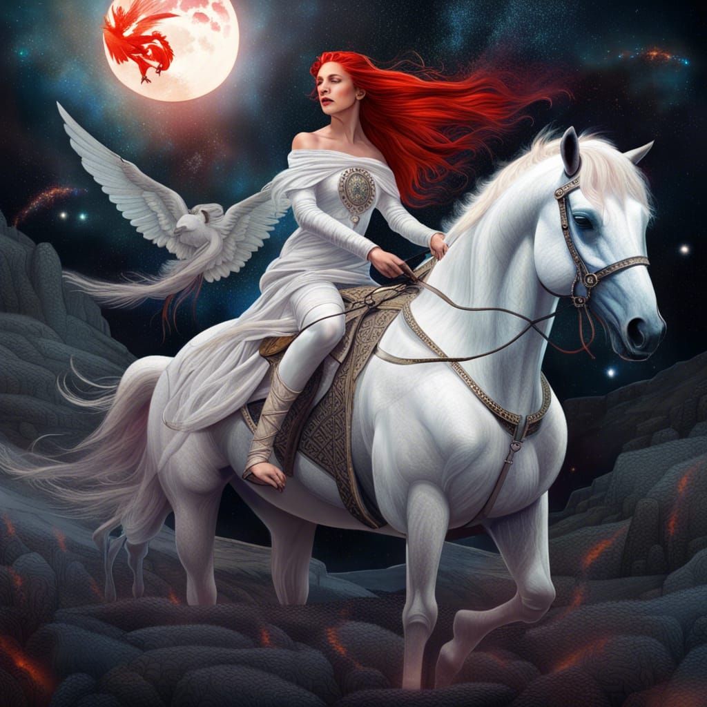 Celtic Princess Rides at Stonehenge in Cosmic Art