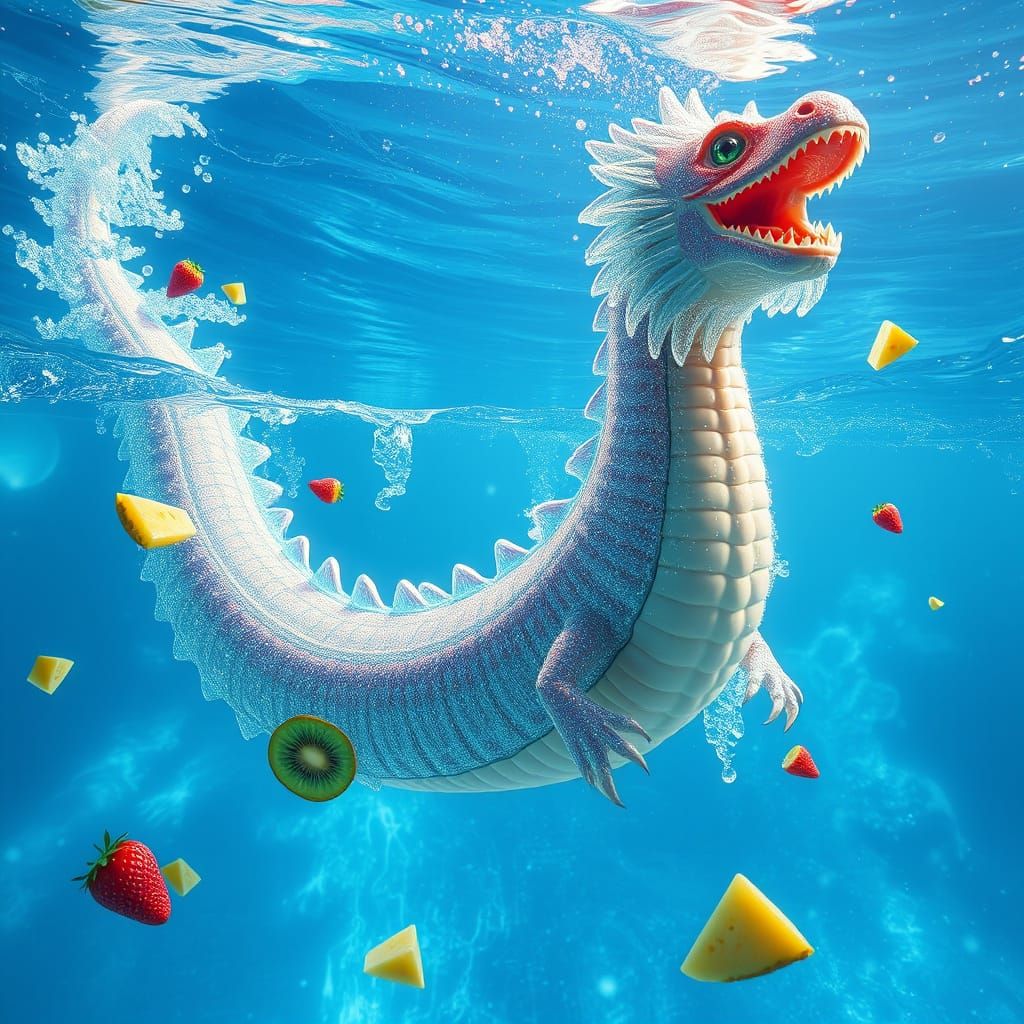 Crystal Water Dragon Emerges from Soda Sea