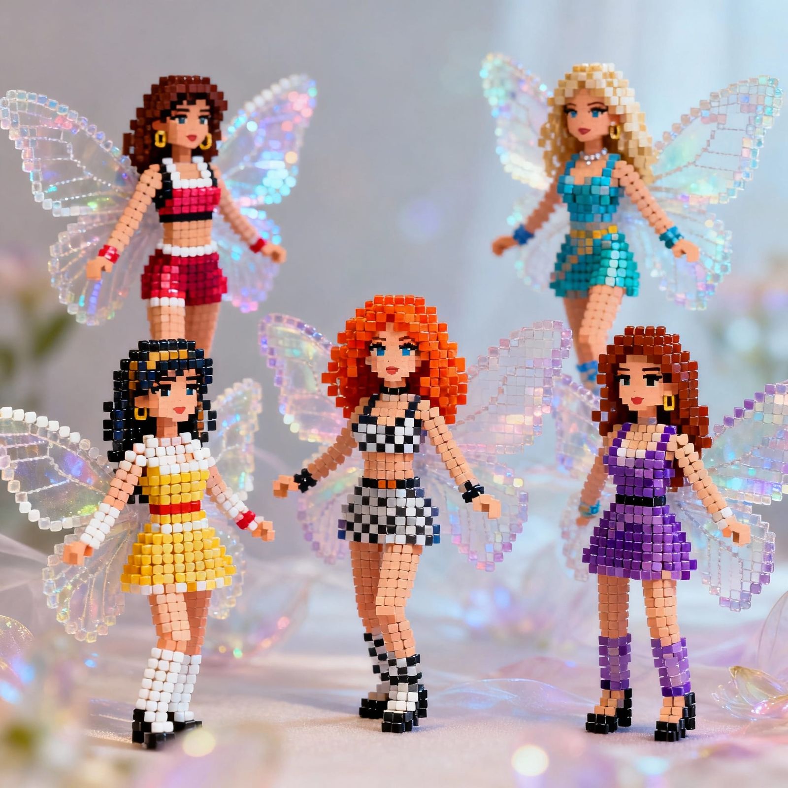 Spice Girls Fuse Bead Art Emerging from Butterflies