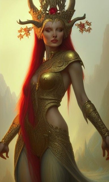 Elegant Elf Queen Portrait in Detailed Matte Painting