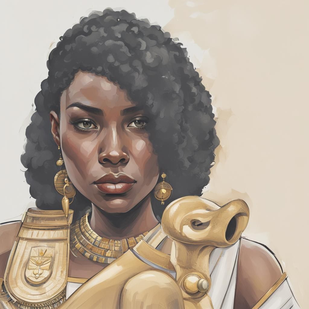 Powerful Black Pharaoh Woman Portrait