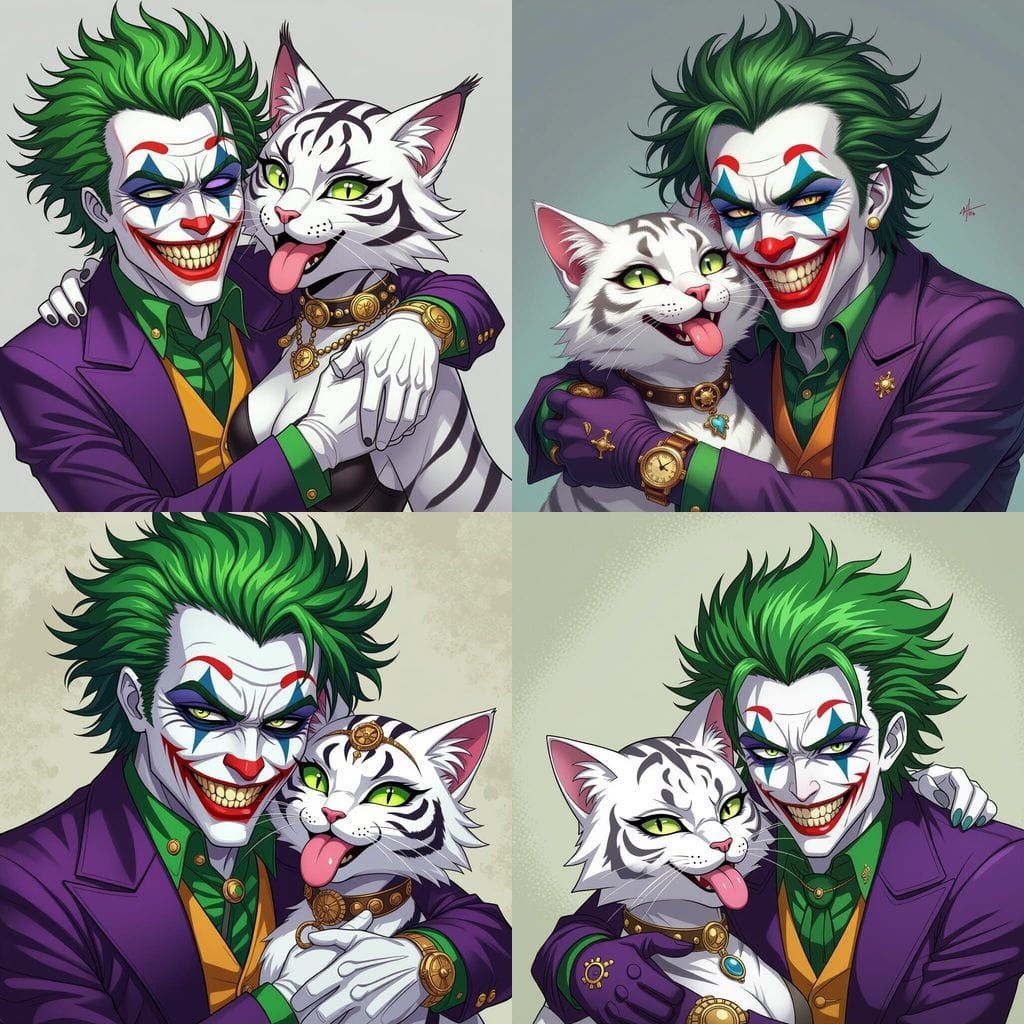 Catwoman and Joker in Anime Steampunk Style