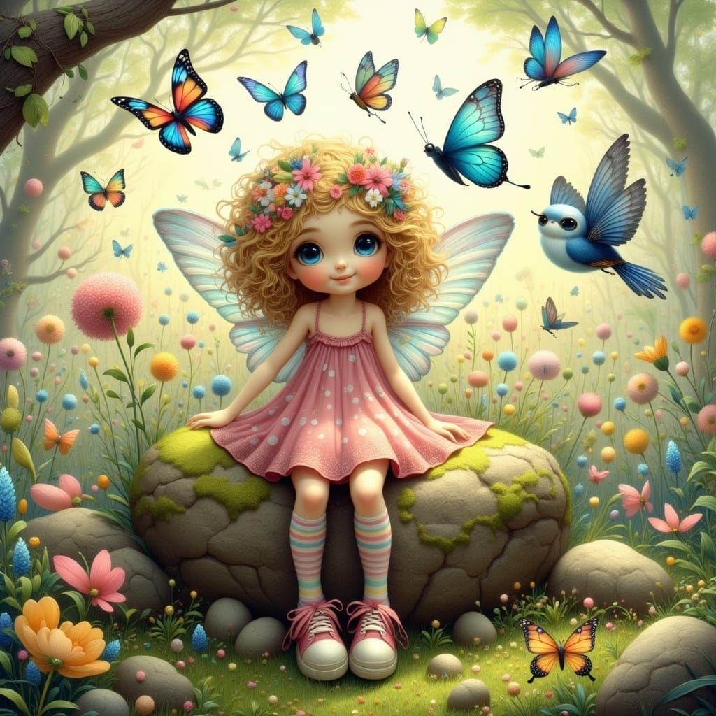 Whimsical Fairy in Enchanted Meadow