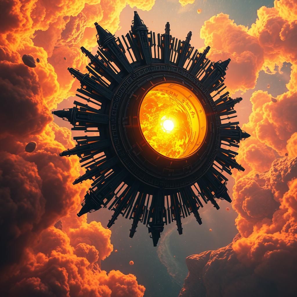 Mechanical Sun Shield Protecting Venus: Detailed Concept Art