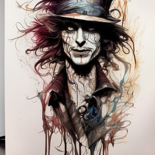 Intricate Mad Hatter Illustration with Dynamic Lighting