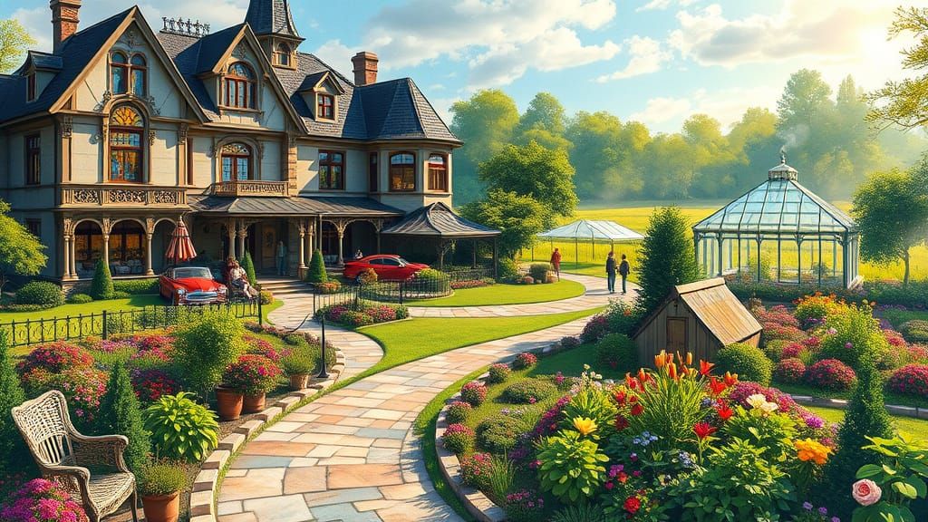 Grand Victorian Estate with Whimsical Greenhouse and Hydropo...