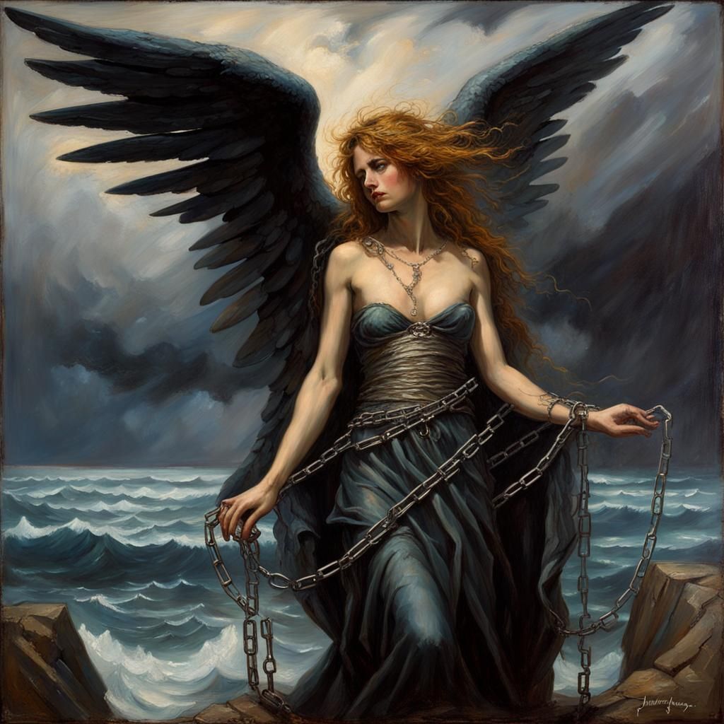 Gothic Angel Falling From Heaven: Dark Fantasy
