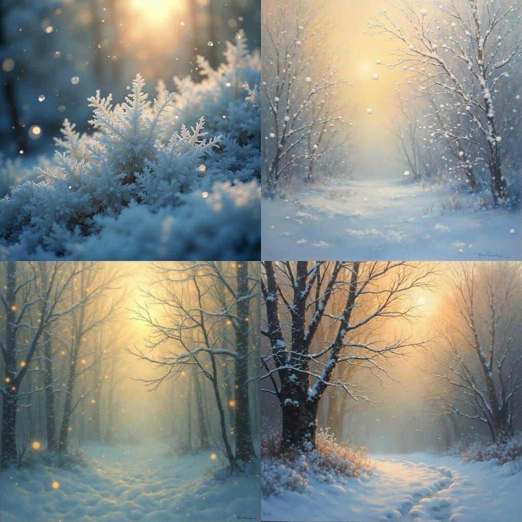 Snowflakes: Detailed Oil Painting in Realist Style