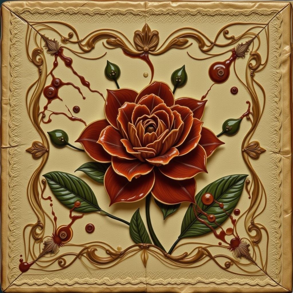 Delicate Deco Design with Coffee Stain Effect