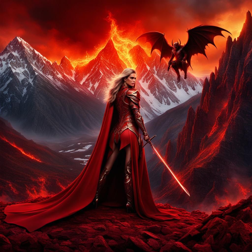 Devil Woman in Red Armor by Fiery Mountain
