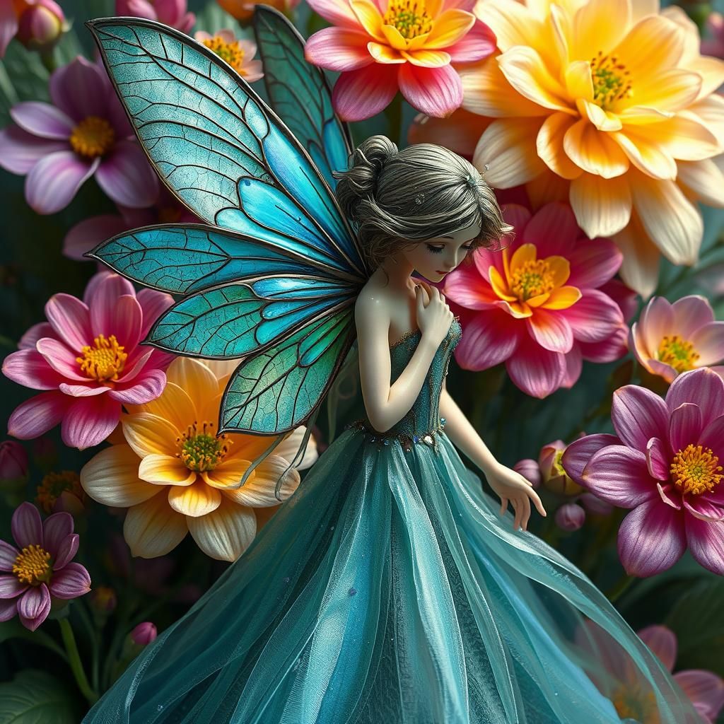 Human sized glass fairy   enameled dragon fly winged fairy g...