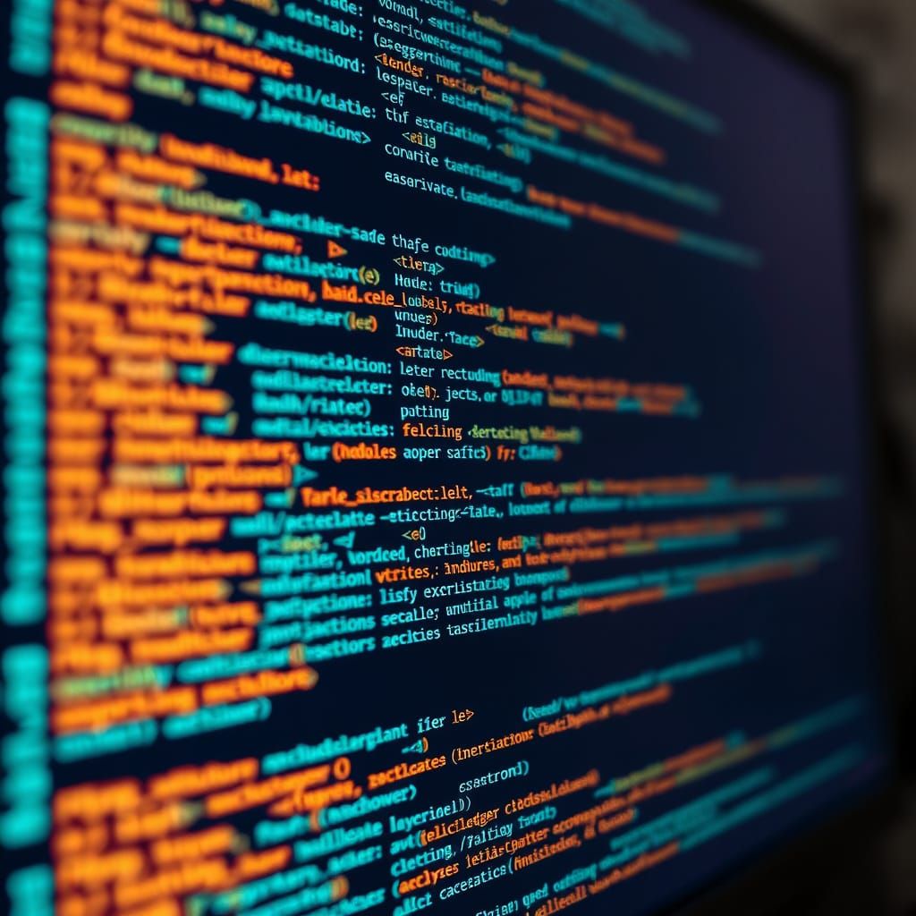 Highlighted Code Screen in Futuristic Style