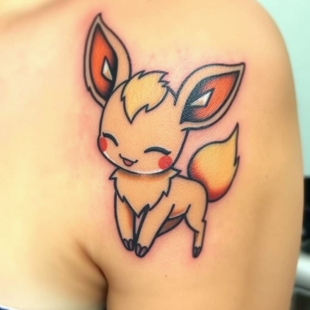 Pokemon Eevee Tattoo on Shoulder