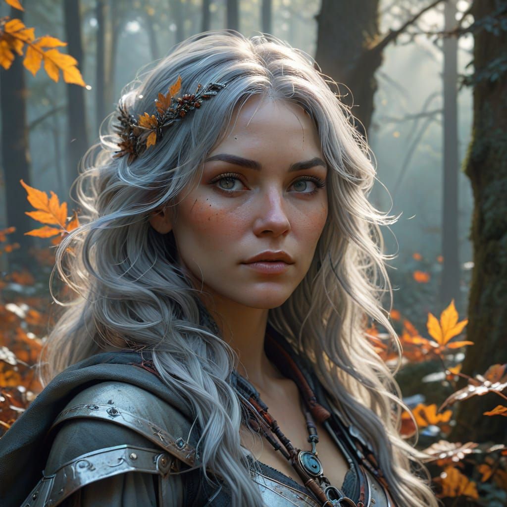 Misty Autumn Portrait in Hyperdetailed Style