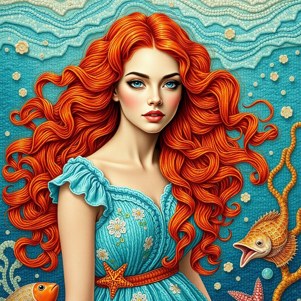 (Woven tapestry surrealism) Aqua