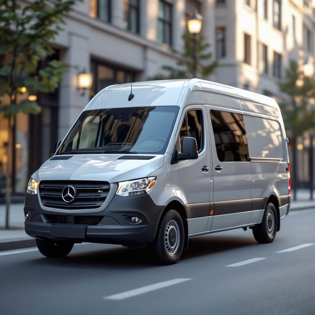 Realistic Mercedes Sprinter 906 Transport Van in Urban Setti...
