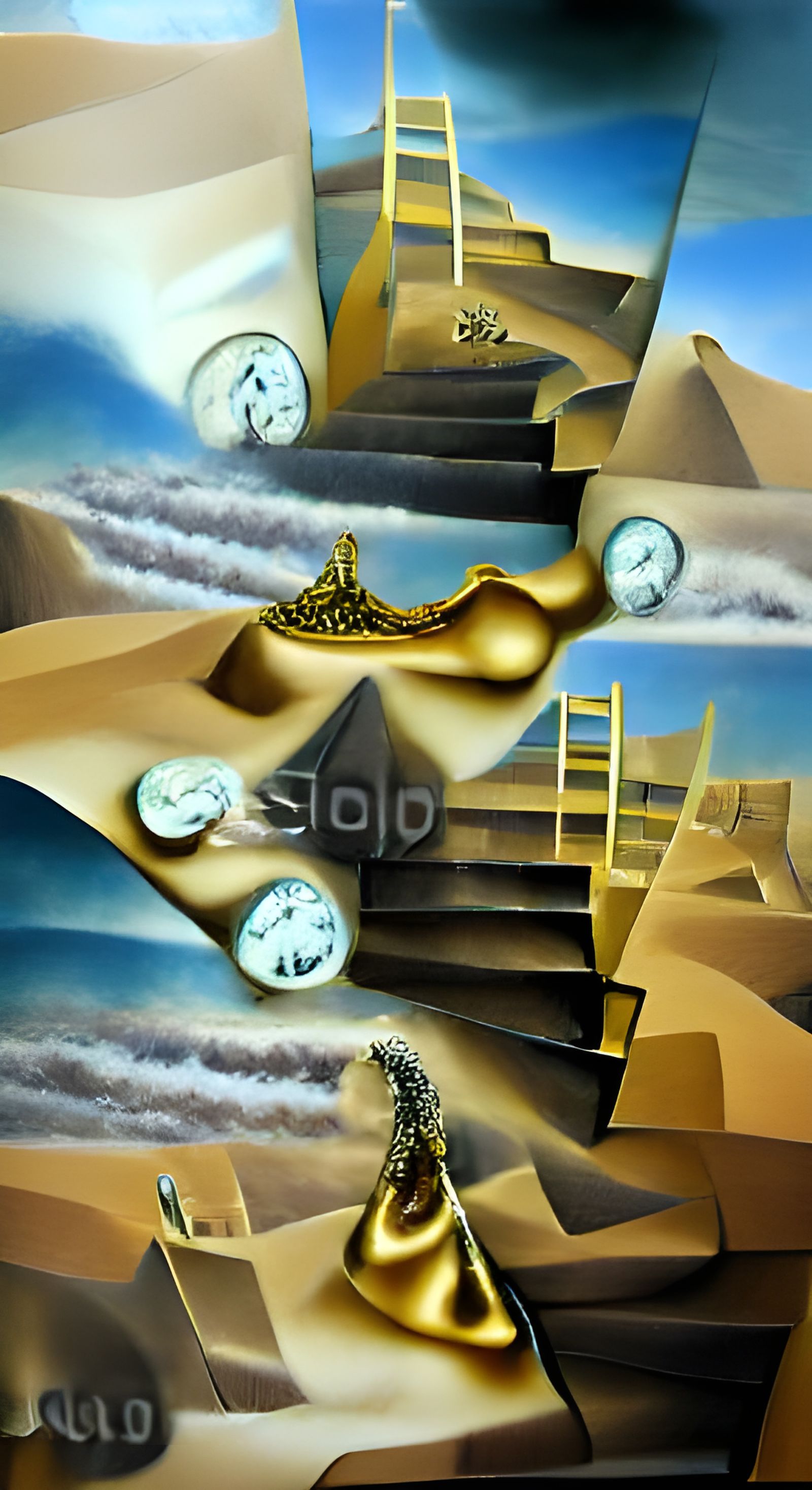 Surreal Infinity Staircase to Heaven: Dali-esque Oil Paintin...