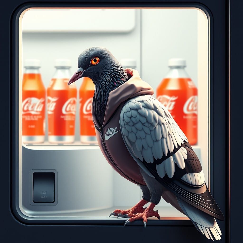 Sleek Pigeon in 3D Anime-Inspired Nike Sportswear