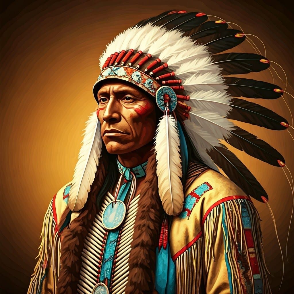 Comanche Warrior in Traditional Regalia