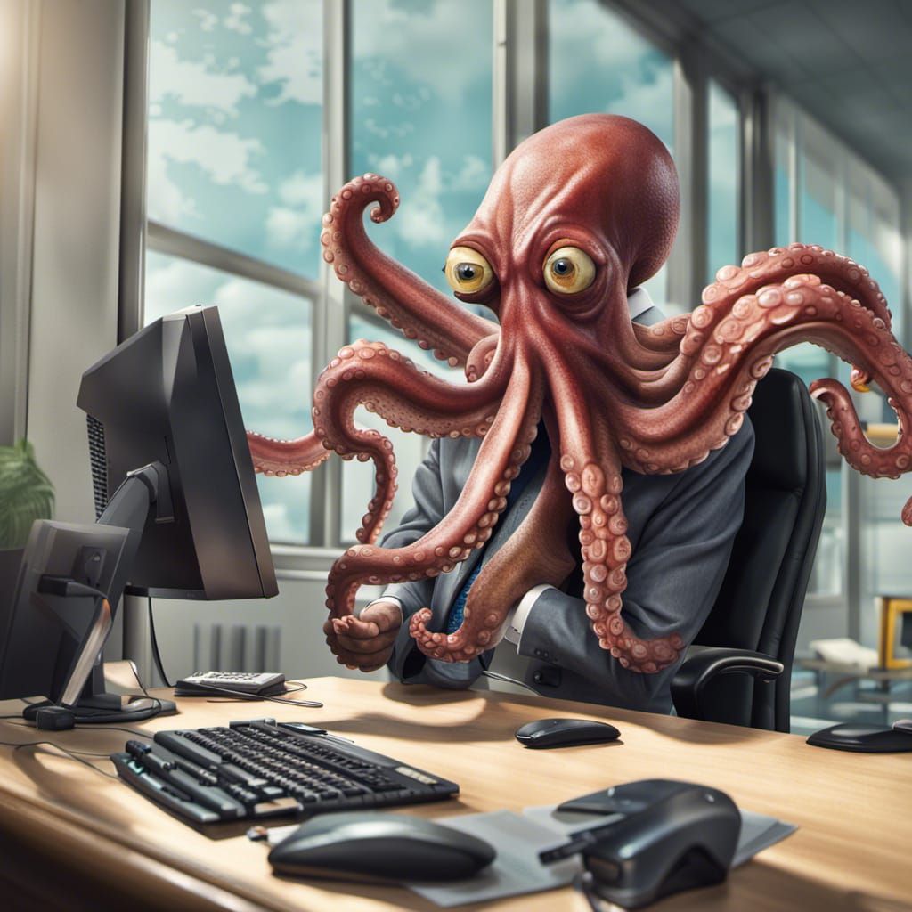 Furious Octopus Office Worker Loses Temper