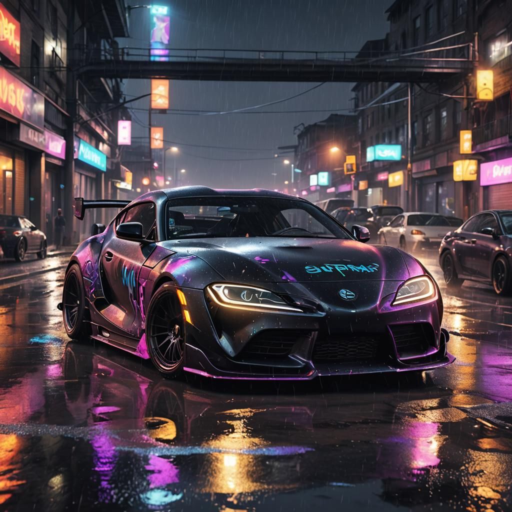 Supra GR Pandem Drifting Under City Bridge