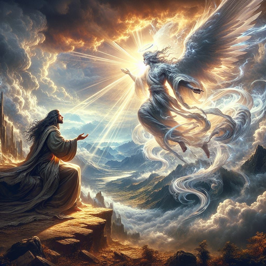 Epic Fantasy Conversation Under Stormy Skies