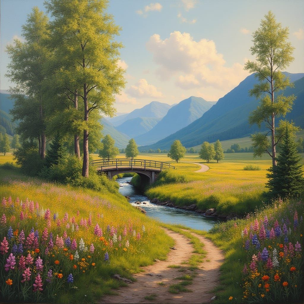 Idyllic Norwegian Countryside in Soft Golden Light