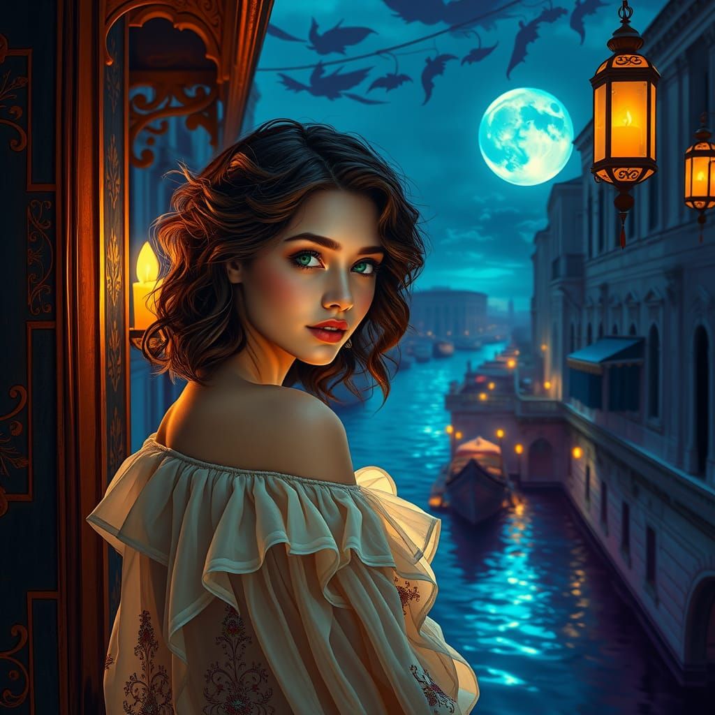 Venetian Dreamscape: A Romantic Vision in Moonlight