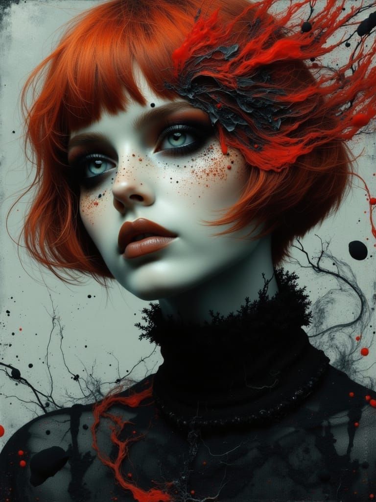Gothic Despaircore Portrait of a Young Woman