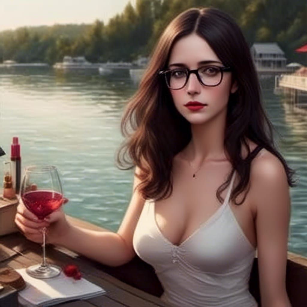 Hyperrealistic Portrait at Lakehouse Deck