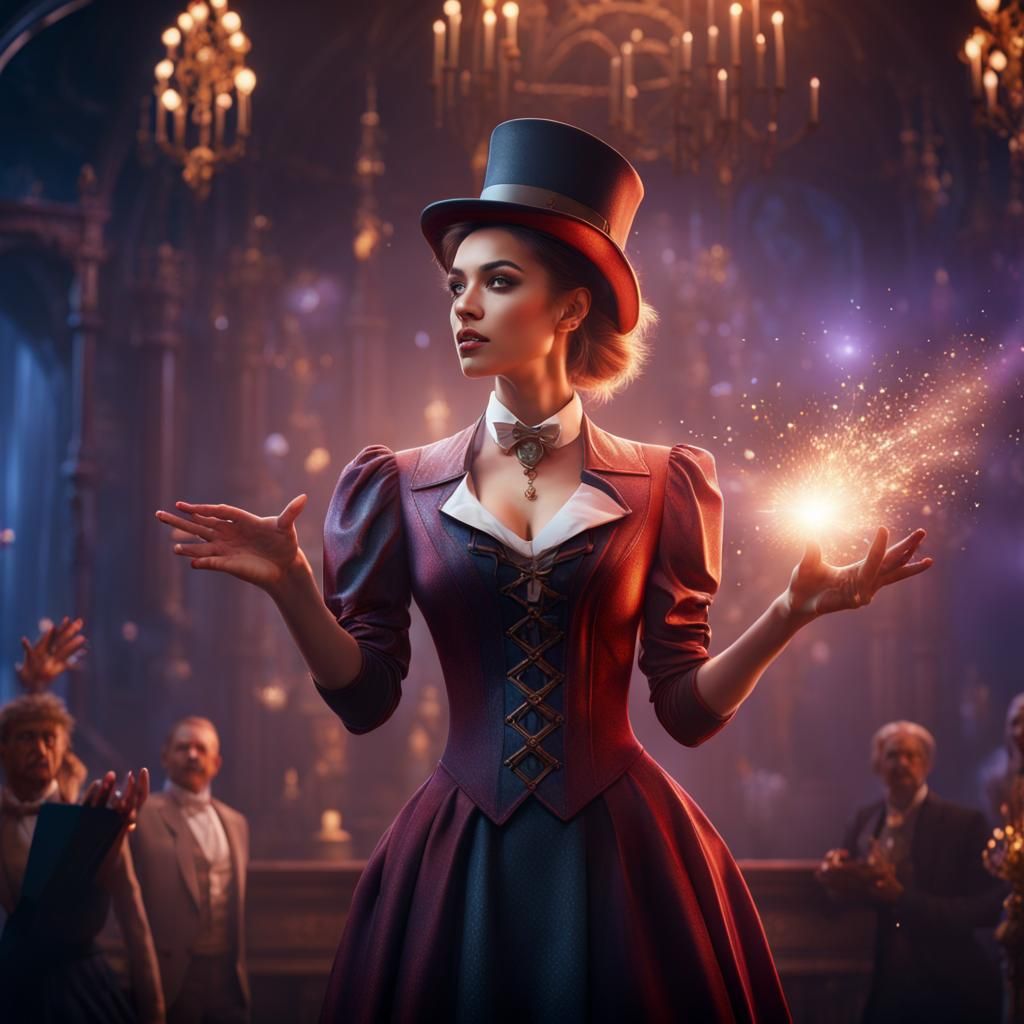 Surprised Magician's Assistant: Detailed Fantasy Art