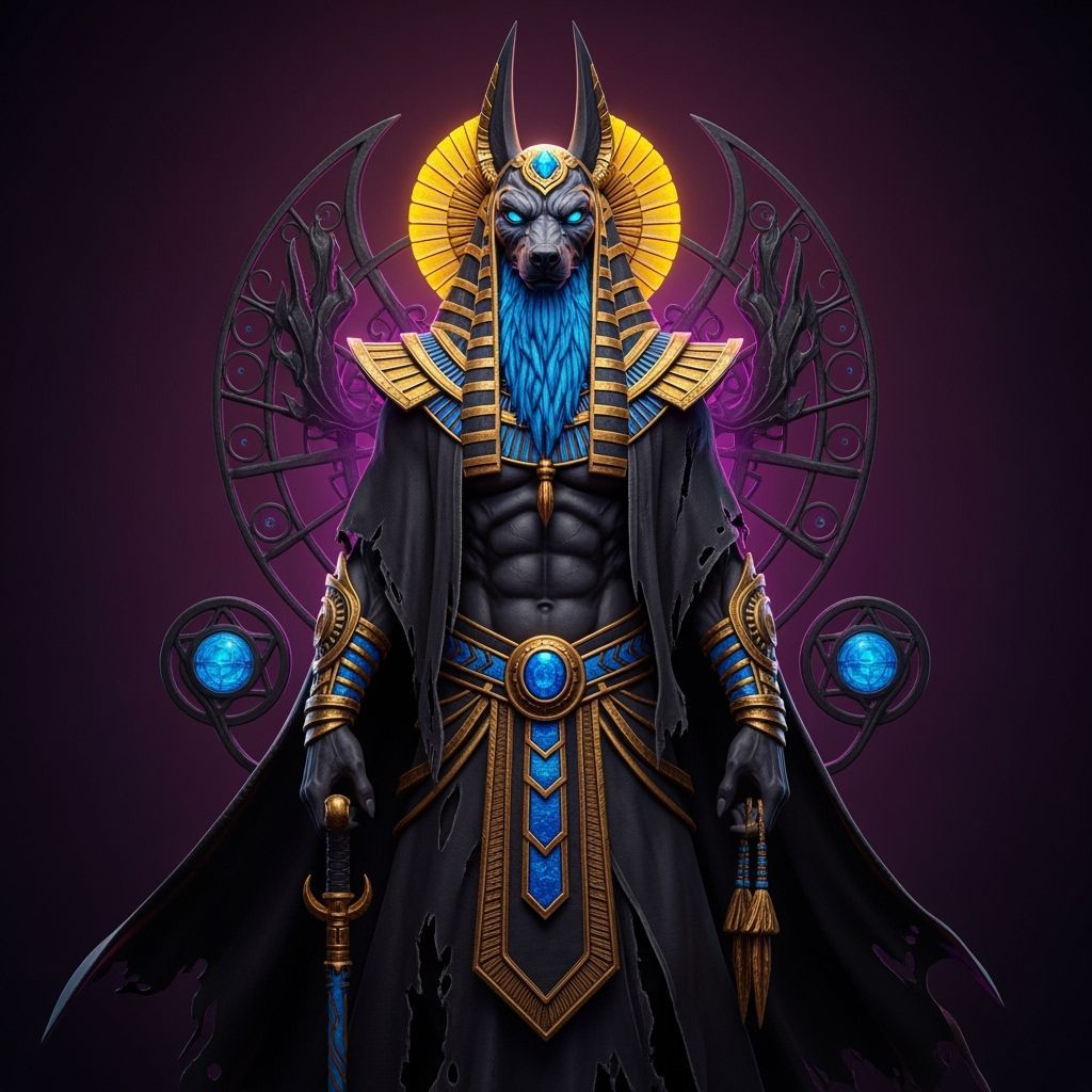 Anubis: Egyptian God of Underworld in Dark Fantasy Art