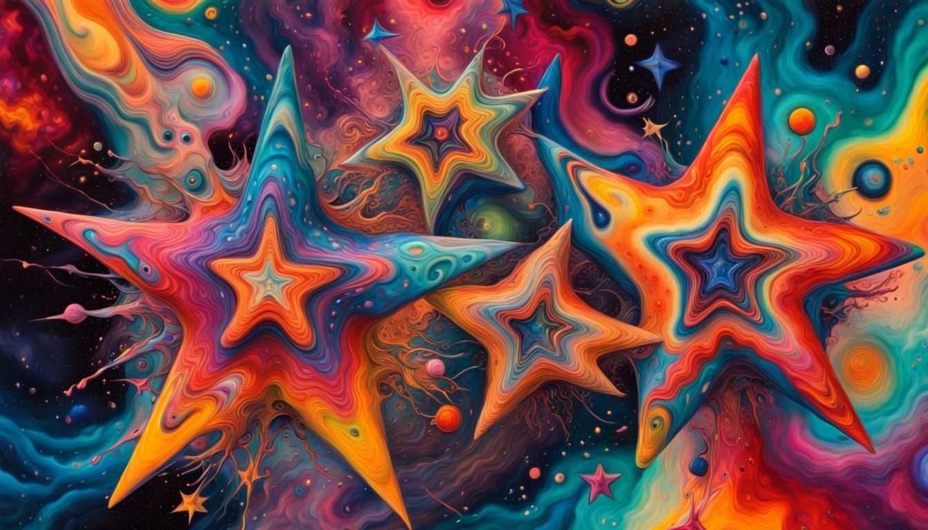 Psychedelic Star Portrait in Abstract Expressionist Style