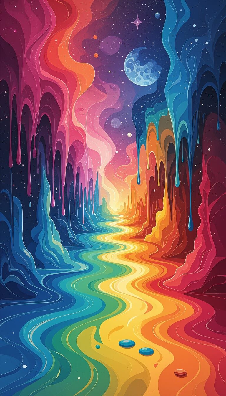 Monochrome Cosmic Scene in Vibrant Graffiti Art Style