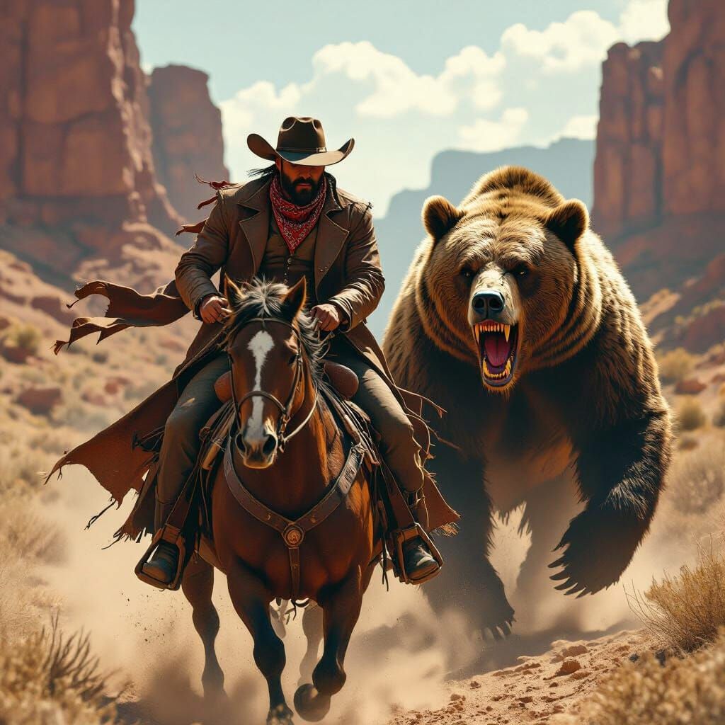 Cowboy Battles Undead Grizzly in Wild West Canyon