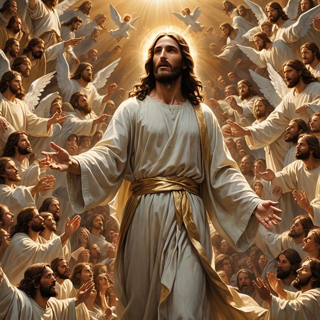 Jesus Christ Surrounded by Angels in Divine Realism