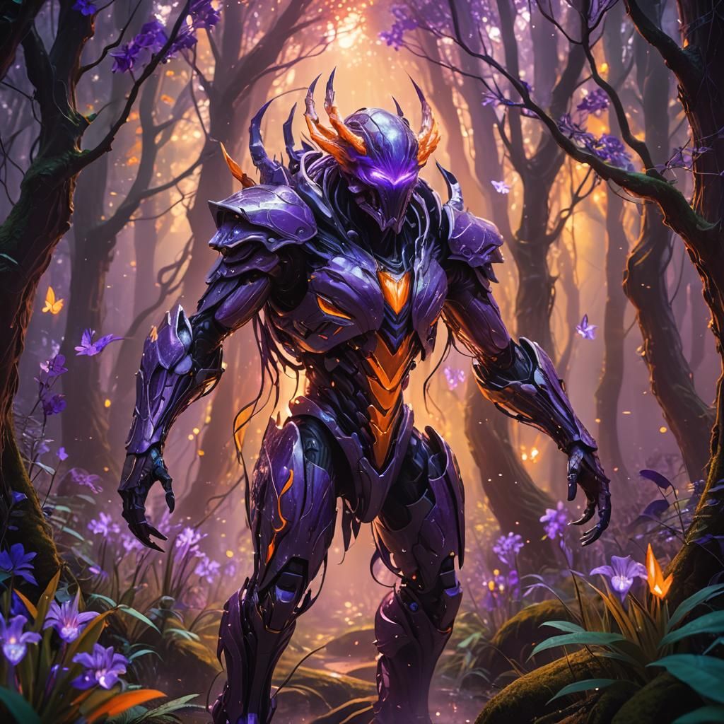 Futuristic Creature Emerges from Mystical Portal