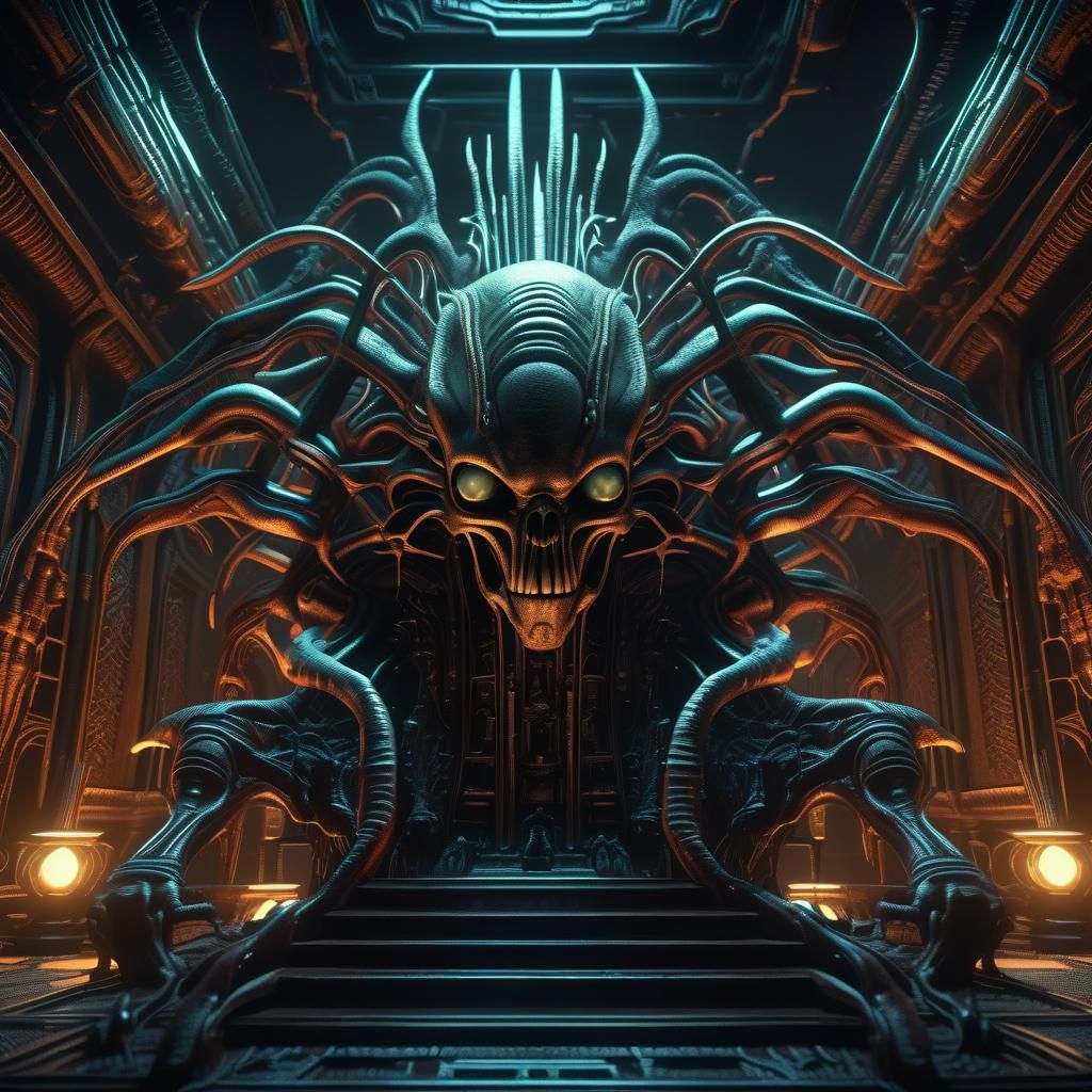 Evil Alien Council in Gothic Horror Style