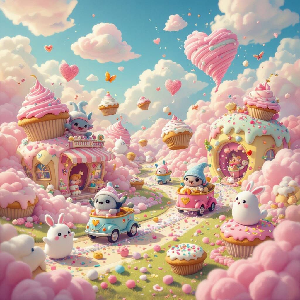 Adorable Pastel Chaos World with Whimsical Creatures