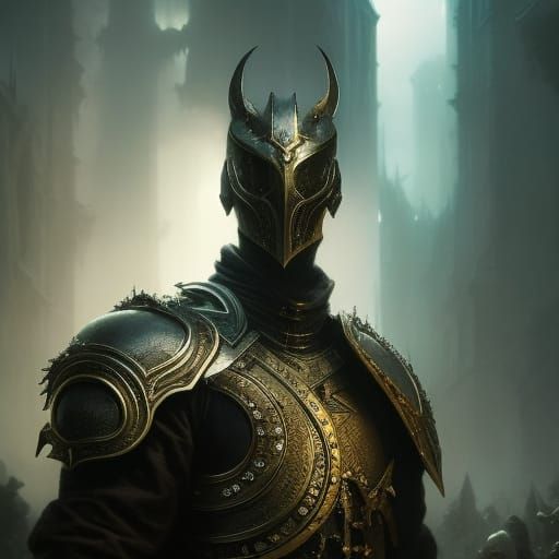 Dark Fantasy Death Knight Portrait in Fog