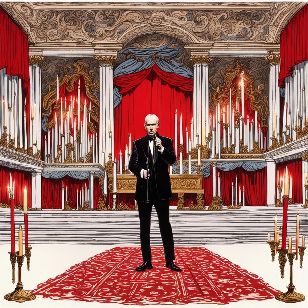 Opera Singer on Stage with Baroque Candles