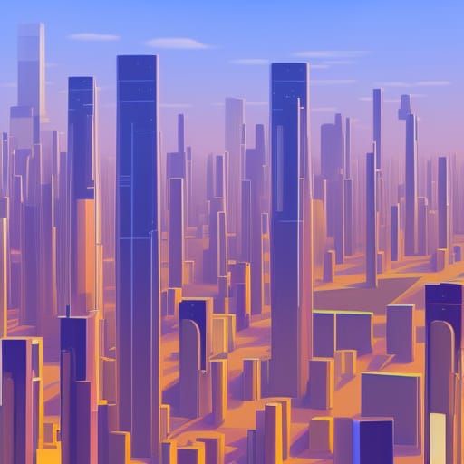 automated minimalist futuristic city  digitized in a 2150 la...